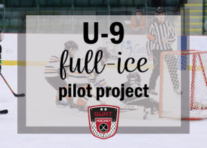 U-9 full-ice text on hockey background image